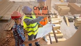  Presentation with site planning - Audience pleasing PPT theme consisting of engineering materials - site manager show to architects backdrop and a coral colored foreground