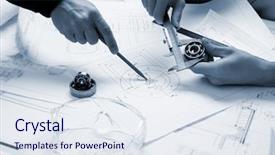  Presentation with construction tools - Slide deck featuring engineering math - construction drafts and tools background and a sky blue colored foreground