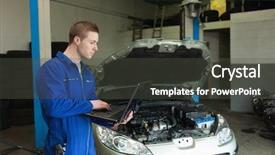  Presentation with laptop computers around the world backgroun - Slides enhanced with engineering mechanic - male repairman using laptop background and a dark gray colored foreground