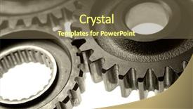 Presentation with gears - Beautiful PPT theme featuring engineering mechanical - closeup of three metal gears backdrop and a tawny brown colored foreground