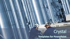  Presentation with gas pump - Presentation consisting of engineering metal - oil and gas workers background and a ocean colored foreground