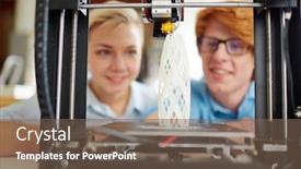  Presentation with engineering - Presentation theme featuring 3d printing 3d young - engineering model background and a violet colored foreground