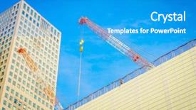  Presentation with building construction water supply - PPT layouts having engineering mould - crane and building construction site background and a  colored foreground
