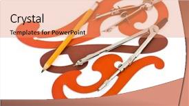  Presentation with engineering drawing tools - PPT theme consisting of engineering mould - drawing tools isolated on white background and a coral colored foreground