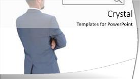  Presentation with search button searching information online - Presentation design consisting of engineering optimization - architect in helmet looking background and a  colored foreground