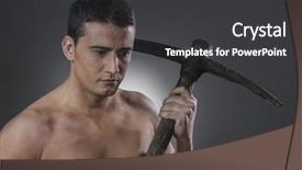  Presentation with construction - Presentation featuring engineering optimization - construction worker portrait holding background and a dark gray colored foreground