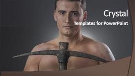  Presentation with construction worker harassment workplace - Colorful presentation theme enhanced with engineering optimization - construction worker portrait holding backdrop and a dark gray colored foreground