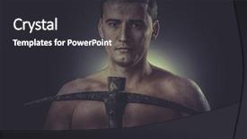  Presentation with construction - Presentation featuring engineering optimization - construction worker portrait holding background and a dark gray colored foreground