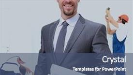  Presentation with engineering - Colorful PPT layouts enhanced with engineering optimization - portrait of a smiling architect backdrop and a ocean colored foreground