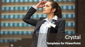  Presentation with engineering - Audience pleasing presentation consisting of engineering optimization - young attractive businesswoman in shirt backdrop and a tawny brown colored foreground