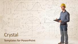  Presentation with engineering - Audience pleasing slide set consisting of engineering paper - handsome engineer calculating with hand backdrop and a lemonade colored foreground