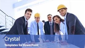  Presentation with professional - Presentation theme having engineering paper - team of professional engineers working background and a teal colored foreground