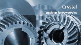  Presentation with parts - Cool new presentation theme with engineering parts gears and pinions in bluish metal toning backdrop and a teal colored foreground