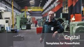  Presentation with computer engineering - Audience pleasing presentation consisting of engineering people manufacturing industry backdrop and a gray colored foreground