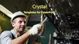  Presentation with industrial engineering - PPT layouts enhanced with engineering personnel - contemporary industrial repairman fixing detail background and a  colored foreground