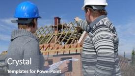  Presentation with building plans - Cool new slides with engineering personnel - female and male building engineers backdrop and a gray colored foreground