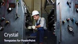  Presentation with industrial engineering - Audience pleasing PPT layouts consisting of engineering personnel - handyman with industrial handtool repairing backdrop and a wine colored foreground