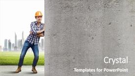 Presentation with wall - Presentation design enhanced with engineering personnel - image of man engineer leaning background and a gray colored foreground