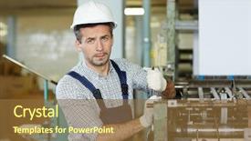  Presentation with industrial engineering - Slide set featuring engineering personnel - modern engineer in hardhat gloves background and a tawny brown colored foreground