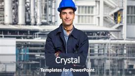  Presentation with disaster recovery site - Presentation design having engineering petrolim - site manager portrait background and a ocean colored foreground