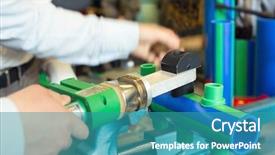  Presentation with pipes - Cool new slides with engineering plastic - mechanic working with pipes backdrop and a teal colored foreground