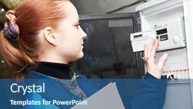  Presentation with woman engineer - Beautiful theme featuring  backdrop and a  colored foreground.