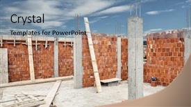  Presentation with civil engineering - PPT theme with development civil engineering constructions - construction site background and a light blue colored foreground