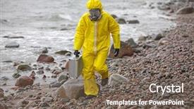  Presentation with case - Beautiful slides featuring water mission - scientist in protective suit backdrop and a gray colored foreground