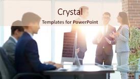  Presentation with working - PPT theme consisting of design interview - young business crew working background and a lemonade colored foreground