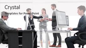  Presentation with start up business - Audience pleasing presentation theme consisting of risk management construction - young business crew working backdrop and a light gray colored foreground