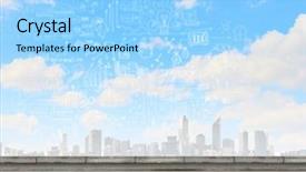  Presentation with urban buildings - Audience pleasing presentation design consisting of engineering roads construction - background image with buildings backdrop and a light blue colored foreground