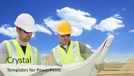  Presentation with architects - Amazing PPT layouts having engineering roads construction - male architects looking backdrop and a soft green colored foreground