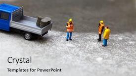  Presentation with engineering - Beautiful slides featuring engineering roads construction - miniature technicians working backdrop and a light gray colored foreground