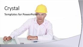  Presentation with sports management coach drawing soccer - Beautiful slides featuring engineering seating - architect drawing plans at his backdrop and a  colored foreground