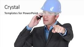  Presentation with telephone pole - PPT layouts having engineering seating - architect pointing whilst background and a white colored foreground