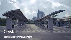  Presentation with bus station - Slide deck enhanced with engineering seating - empty bus station background and a gray colored foreground