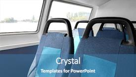  Presentation with tram - Beautiful PPT theme featuring engineering seating - inside view of river tram backdrop and a  colored foreground