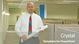  Presentation with engineering - PPT layouts having engineering seating - man in his corporate office background and a  colored foreground