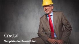  Presentation with mechanical engineering engineer tools - Presentation enhanced with engineering seating - portrait of confident senior engineer background and a  colored foreground