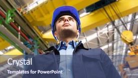  Presentation with engineering - Cool new PPT theme with engineering services - portrait of an engineer backdrop and a ocean colored foreground