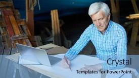  Presentation with industrial engineer - Slide set with make sketch of new ship background and a light blue colored foreground