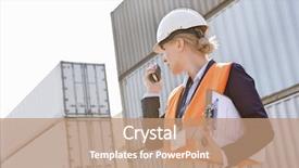  Presentation with walkie talkie - Audience pleasing PPT layouts consisting of using walkie-talkie in shipping backdrop and a  colored foreground