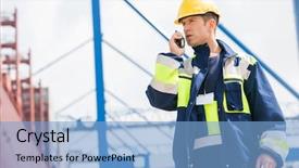  Presentation with walkie talkie - Audience pleasing PPT theme consisting of  backdrop and a  colored foreground