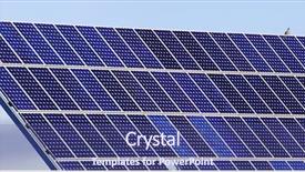  Presentation with photovoltaic - Theme featuring engineering solar - photovoltaic panels and bird background and a ocean colored foreground