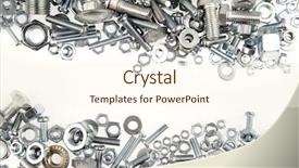  Presentation with nuts - Audience pleasing theme consisting of engineering tools - chrome nuts and bolts closeup backdrop and a cream colored foreground