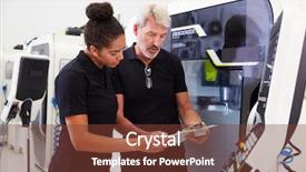  Presentation with apprentice - Slide deck with engineering training - female apprentice working with engineer background and a tawny brown colored foreground