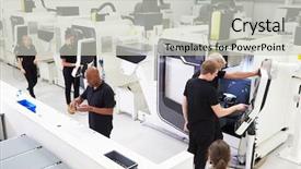  Presentation with cnc machine - Colorful theme enhanced with engineering workshop with cnc machine backdrop and a light gray colored foreground