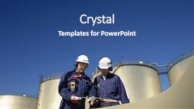  Presentation with oil tanks - Amazing presentation having engineers and sunlit oil storage backdrop and a ocean colored foreground