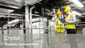  Presentation with pipes - Presentation consisting of engineers checking the temperature pipes background and a gray colored foreground