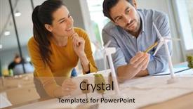  Presentation with wind turbines - Cool new PPT theme with engineers discussing turbines for wind backdrop and a coral colored foreground